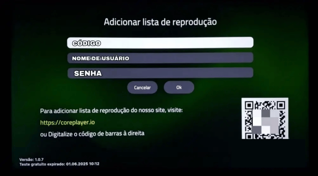 dados de acesso core player