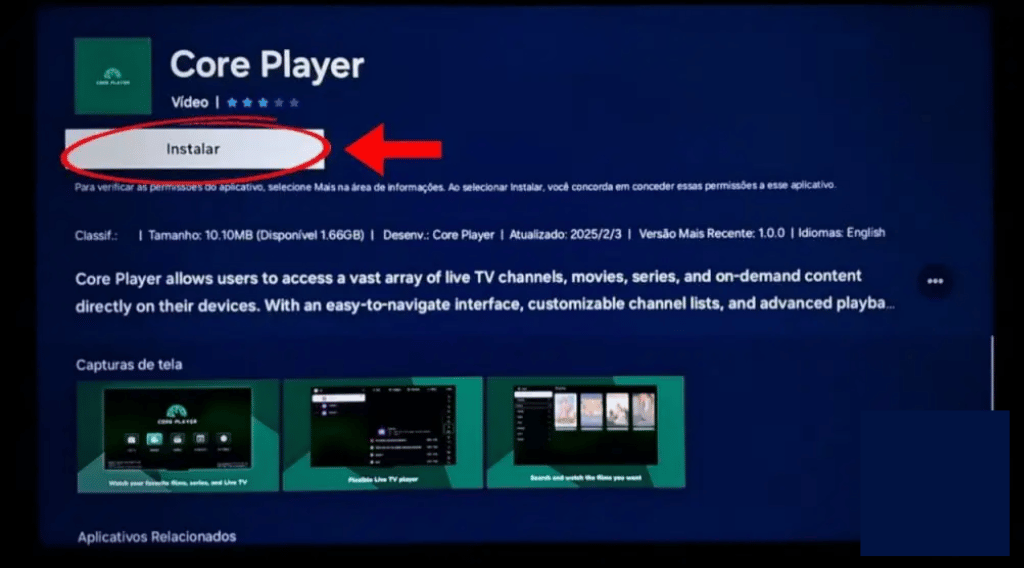 instale o core player